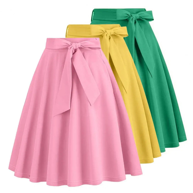 Saia Vintage Feminina – Estilo Swing Pin-Up, Cintura Alta, Casual e Elegante