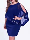 Vestido Feminino Plus Size Outono/Inverno com Ombro Único e Paetês – Estilo Fashion Oversized  Design irregular moderno, perfeito para destacar o corpo  Modelo plus size, confortável e elegante