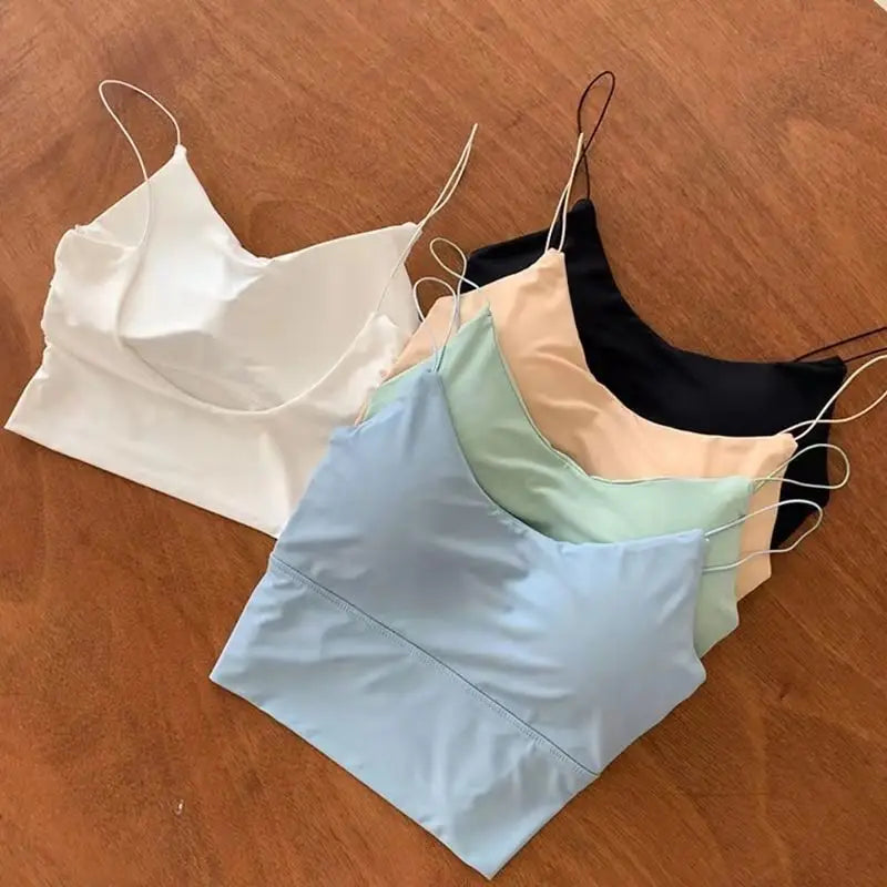 Top Feminino em Seda Gelada – Sem Costura, Com Bojo, Estilo Bralette e Conforto Sem Aro