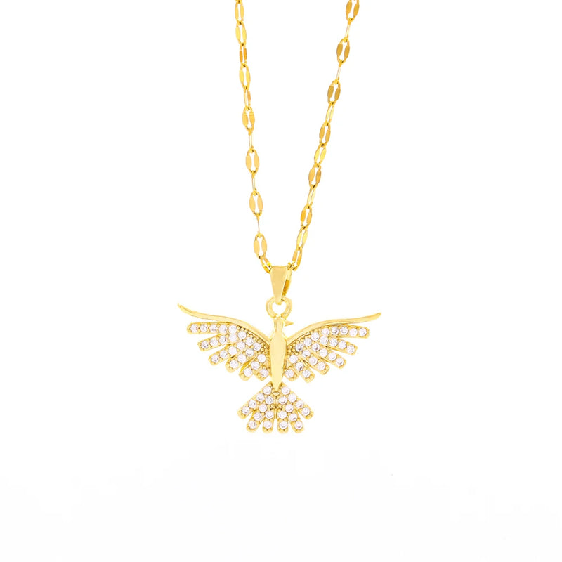 Colar Phoenix Vintage Banhado a Ouro 18K – Estilo Retrô para Mulheres