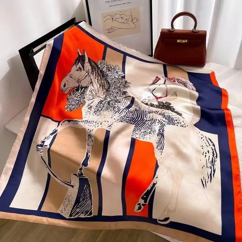 Lenço de Seda Quadrado 70x70cm – Estampa Luxuosa Feminina Lenço fashion em cetim macio, ideal para usar como faixa de cabelo, acessório de pescoço, ou detalhe em bolsas. Elegância e versatilidade em um só acessório.