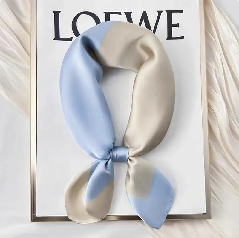 Lenço Feminino Quadrado 70cm – Seda Sintética Luxo com Estampa de Gaivota