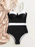 Maiô feminino elegante e sensual, com bojo push-up e design colorblock moderno. Possui sustentação por aro, valorizando o busto e garantindo conforto durante o uso. Ideal para piscina, praia ou férias de verão.