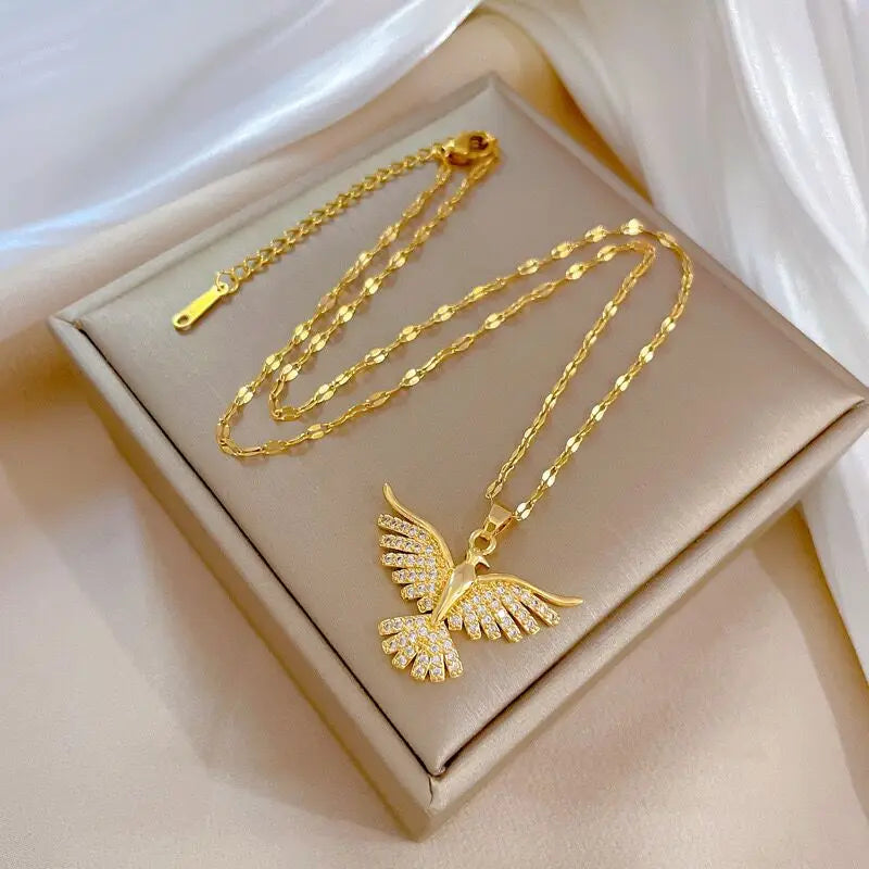 Colar Phoenix Vintage Banhado a Ouro 18K – Estilo Retrô para Mulheres