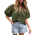 lusa Feminina de Verão com Renda e Bordado Floral – Elegante com Detalhes Vazados
