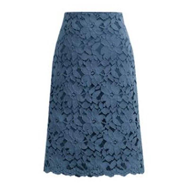 Saia Lápis Feminina de Verão – Renda Elegante, Cintura Alta, Office e Casual