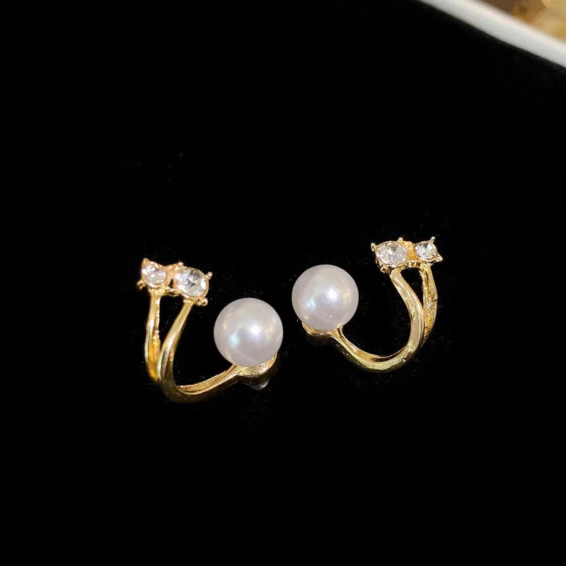 Brincos Stud Imitation Pearl – Coração e Redondo, Elegante